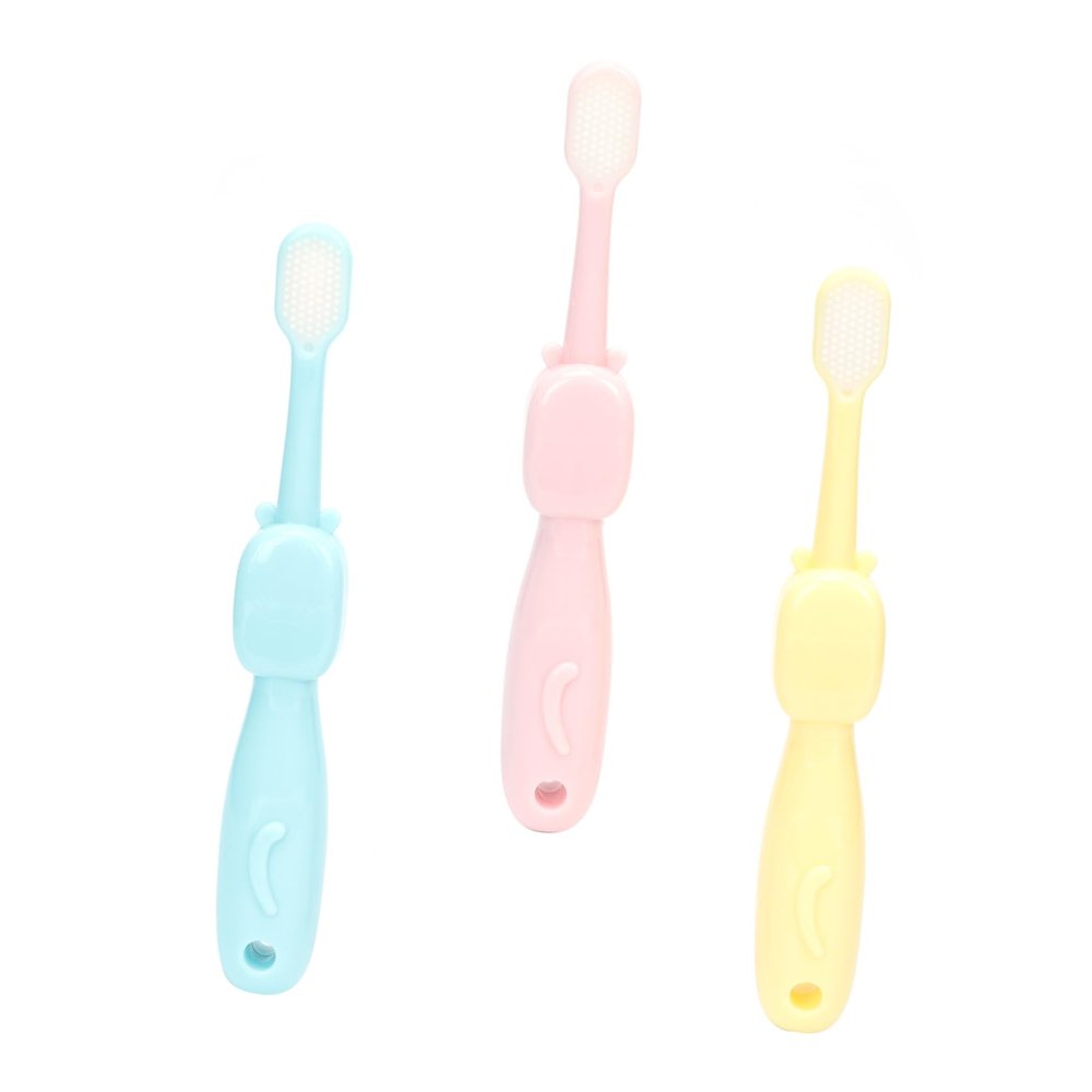 minkissy 3pcs Cartoon Hippopotamus Toothbrush Set Deep Clean Toothbrush Boys and Girls Years Old