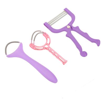 WOONEKY 3pcs Facial Epilator Hair Removal Threading Tools for Women Upper Lip Chin Cheeks Manual Spring Hair Remover Cleaning Random Color