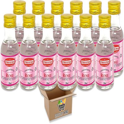 Flavouring Essence For 28ml | Pack Of 3 - Pack Of 6 - Pack Of 12 | For Cakes, Cookies, Boiled Sweets, Creams Grocery King (Rose Essence 28ml - Pack Of 12)