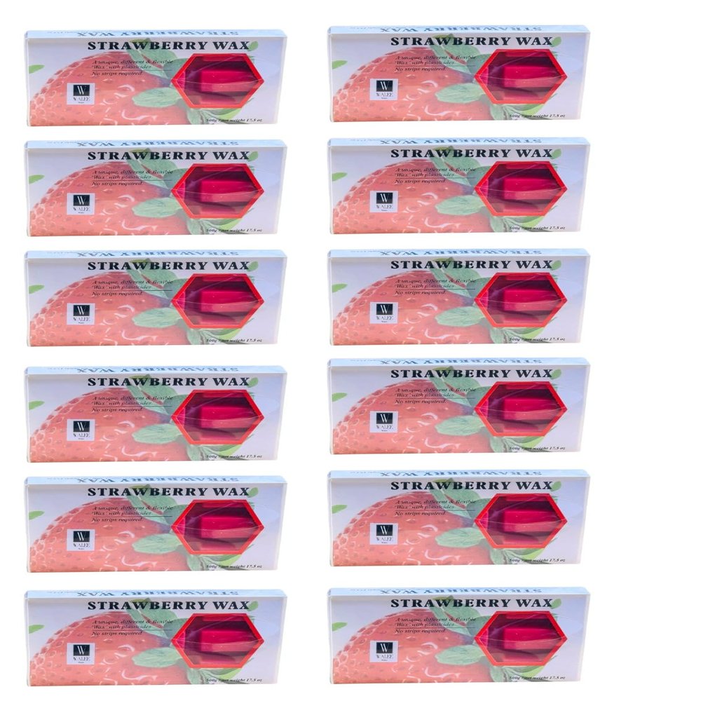 Walee Professional Hot Film Wax Stawberry Blocks 500g hard delicate waxing peelable (12, 6000, gram)