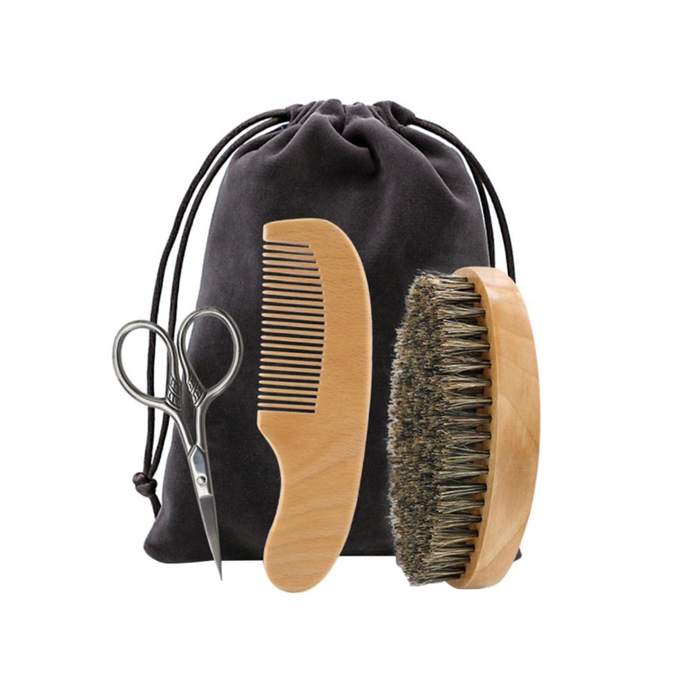 Beaupretty Men's Grooming Kit Beard Shaving Scissors Brush Comb Storage Bag Beard Care Tool for Men