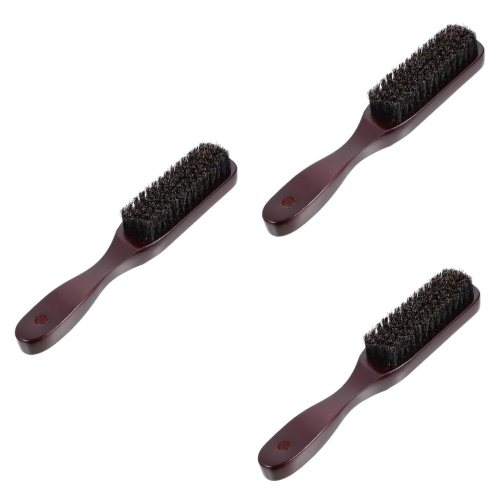 Beaupretty 3pcs Wooden Handle Beard Brush for Barber Salon and Home Use Facial Cleaning Brush for Male Care Supply