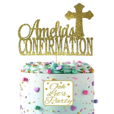 183. Confirmation Cake topper, Glitter, Cake Decoration, Premium, Personalised