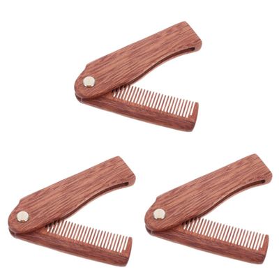 FRCOLOR 3pcs Wooden Mustache Comb Portable Pocket Comb Beard Supply for Household Use for Men Beard Grooming and Hair Styling