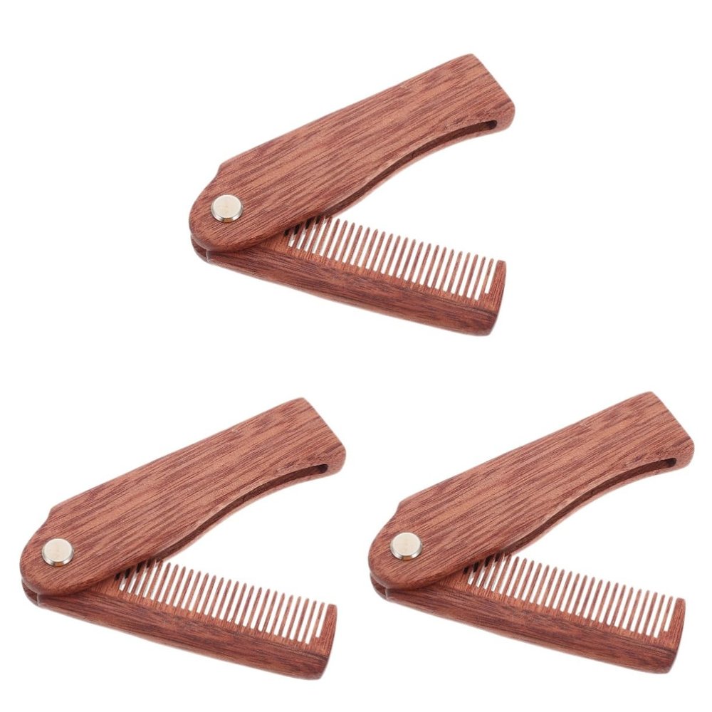 FRCOLOR 3pcs Wooden Mustache Comb Portable Pocket Comb Beard Supply for Household Use for Men Beard Grooming and Hair Styling