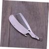 WOONEKY Beard Combs for Men Stainless Steel Folding Mustache Comb Beard Brush Bald Man Static Travel-friendly view 2