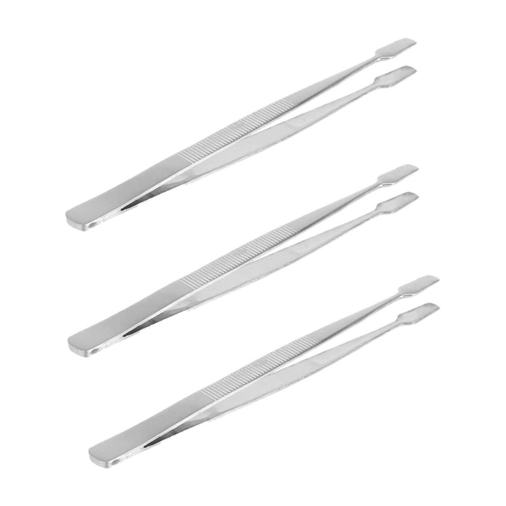 Beatifufu Stainless Steel Stamp Tweezer and False Eyelash Tweezer Set, 3pcs Portable Nipper for Precise Stamp Handling and Eyelash Application, Finish for Philately and Beauty Care