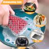 TEZZ 5 Pieces Cast Iron Cleaner Kit Include Stainless Steel Chainmail Scrubber, Dish Scrub Brush, Dual Sided Kitchen Dish Scrubber Sponge, Hot Handle Holder For Cleaning Cast Iron Skillets, Pot & Pans view 2