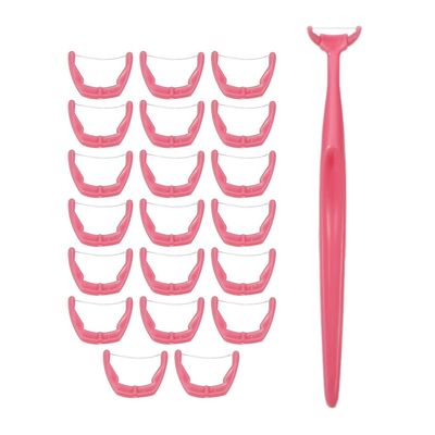 Dental Floss Clean Dental Flossers Kit with 20Pcs Disposable Flossers & 1Pcs Handle, Tooth Picks, Teeth Stick, Dental Care/Clean, Pink