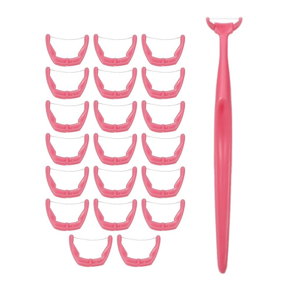 Dental Floss Clean Dental Flossers Kit with 20Pcs Disposable Flossers & 1Pcs Handle, Tooth Picks, Teeth Stick, Dental Care/Clean, Pink