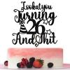 Happy 26th Birthday Cake Topper, 26th Birthday Cake Decor, Cheers to 26 Years, Hello 26, Funny 26th Birthday Party Decorations, Black Glitter view 1