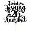 Happy 26th Birthday Cake Topper, 26th Birthday Cake Decor, Cheers to 26 Years, Hello 26, Funny 26th Birthday Party Decorations, Black Glitter view 2