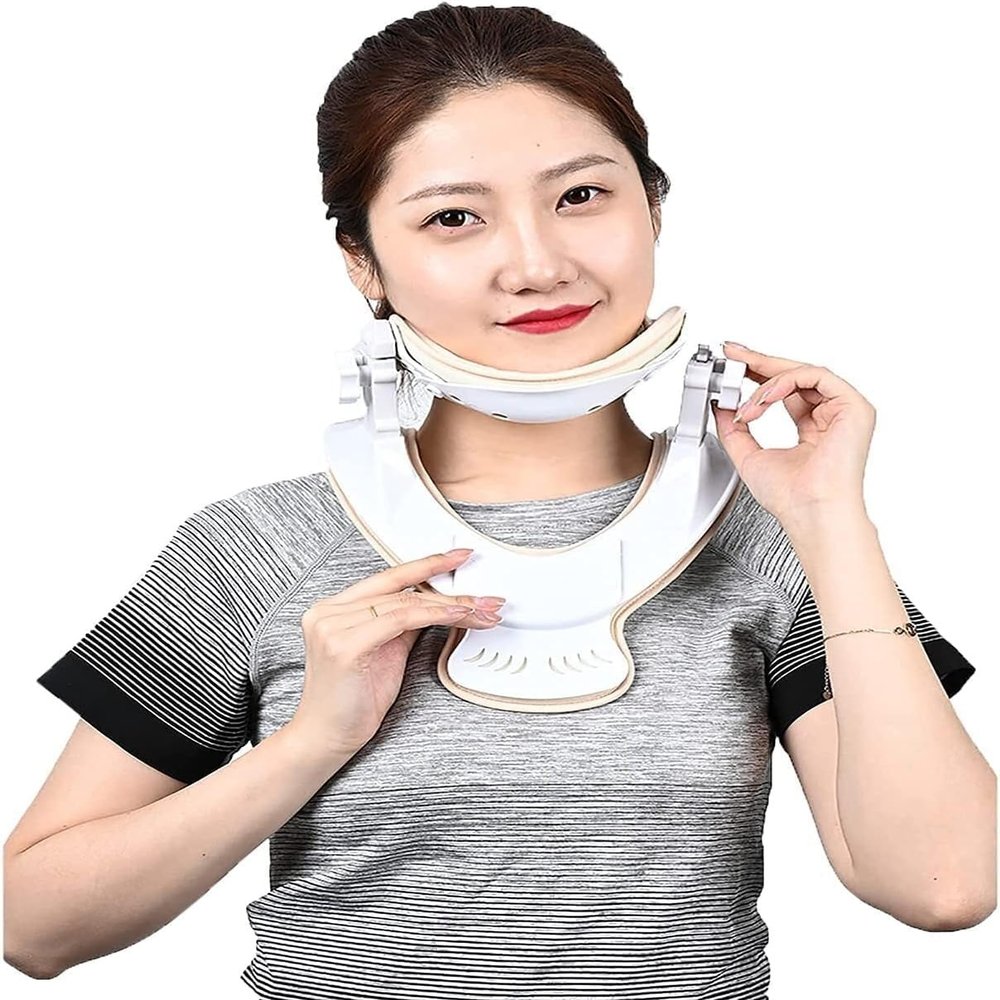 SSDDLZEQ Neck Brace Collar Neck Support|Postoperative Cervical Traction Device with Adjustable Cervical Height|for Sedentary Office Workers, Students (Size : L)