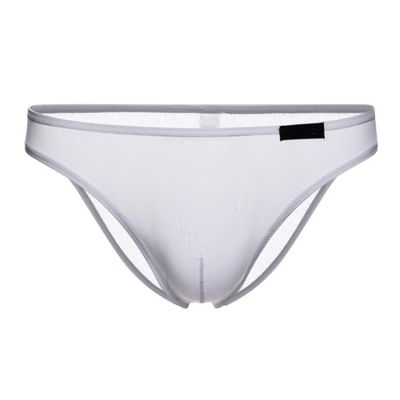 Adefeect Briefs Men's Erotic Ice Silk Underwear Sexy Temptation Underpants Breathable Sexy Bikini, White, XXL