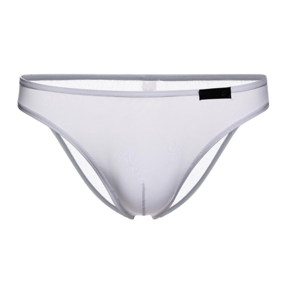 Adefeect Briefs Men's Erotic Ice Silk Underwear Sexy Temptation Underpants Breathable Sexy Bikini, White, XXL