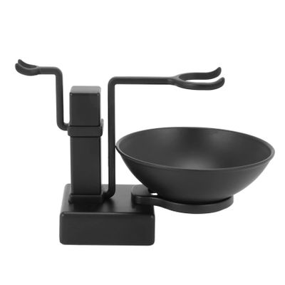 Niniang Hair Salon Metal Shaving Holder Set with Beard Brush Holder and Black Soap Cup Bowl