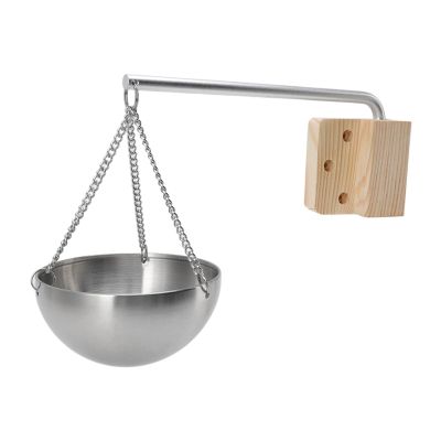 LOCADENCE Sauna Aromatherapy Bowl, Stainless Steel Hanging Aromatherapy Oil Cup with Swinging Arm and Screw Covers for Sauna Room (Small 25cm / 9.8in)
