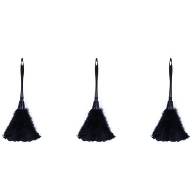 Oikabio 3Pc Fashion Turkey Duster with Black Plastic Handle Cleaning Tool(Black) 35cm