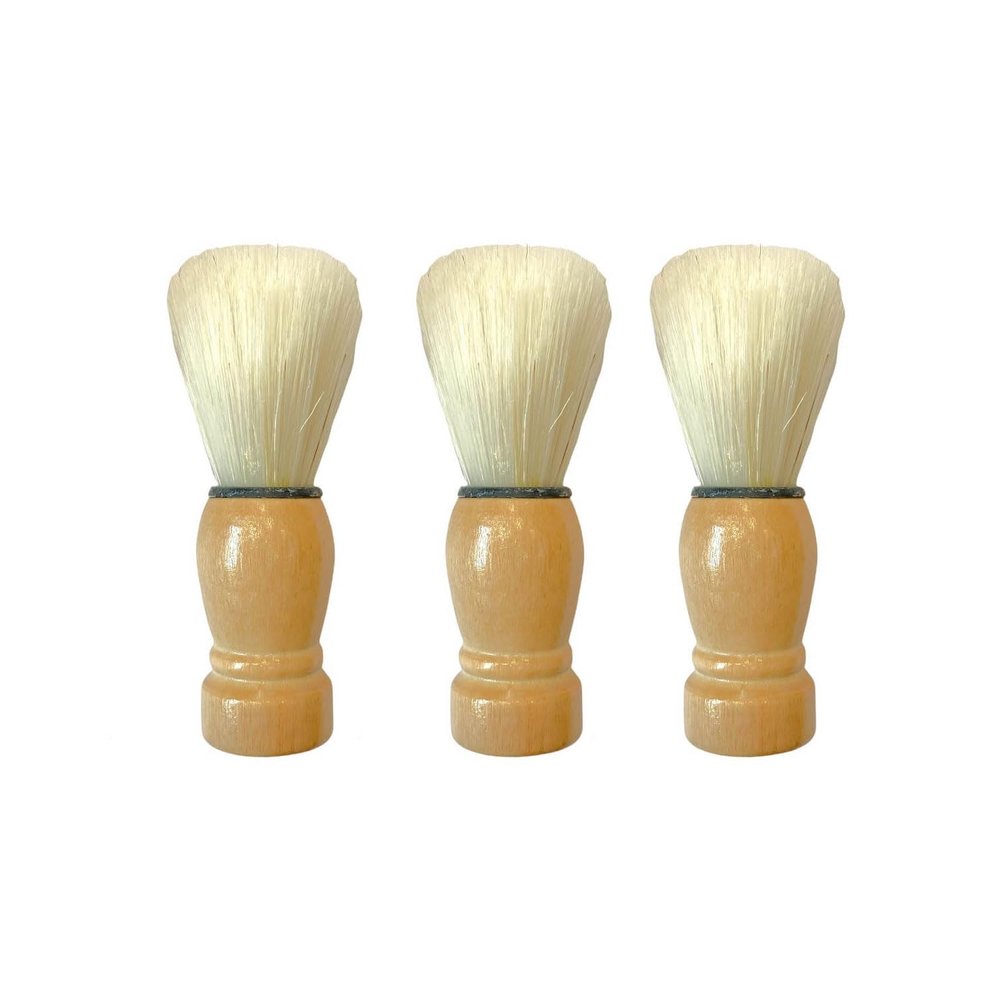 Luxury Mens Shaving Brush, Professional Nature Bristle Hair Salon Shaving Brushes With Ash Wood Handle, Perfect For Wet Shave, Safety Razor, Double Edge Razor For Men, Boyfriend, Father, Pack Of 3
