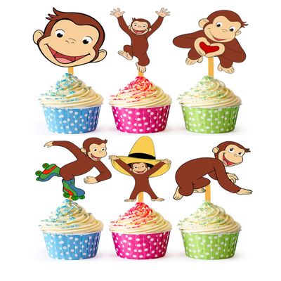 24x Curious ge Cupcake Toppers  Strong Picks Happy Birthday Dcor, Cupcake Decorations for Kids Birthdays