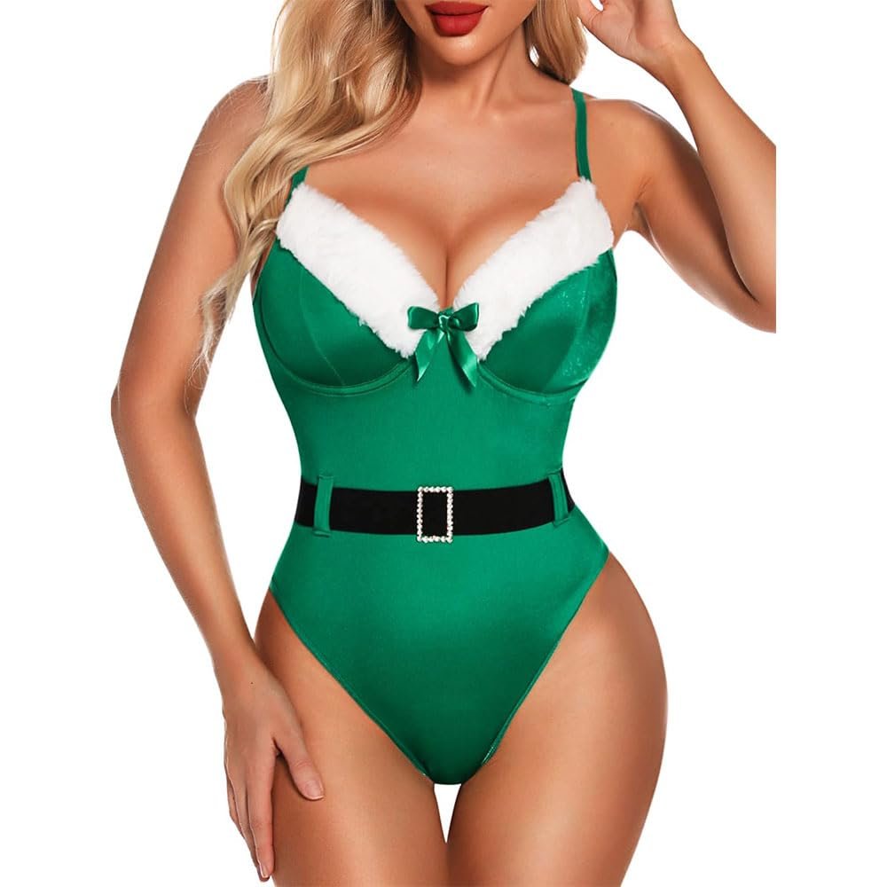 QIUXWJSX Christmas Lingerie Lace Bodysuit For Women Teddy Sexy Lingerie Underwear Sleepwear lace/B/M