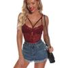 QIUXWJSX Women's Sexy Floral Lace Bodysuit with Deep V-Neck and Snap Crotch lace/A/M view 1