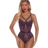 QIUXWJSX Women's Sexy Floral Lace Bodysuit with Deep V-Neck and Snap Crotch lace/D/XL view 2