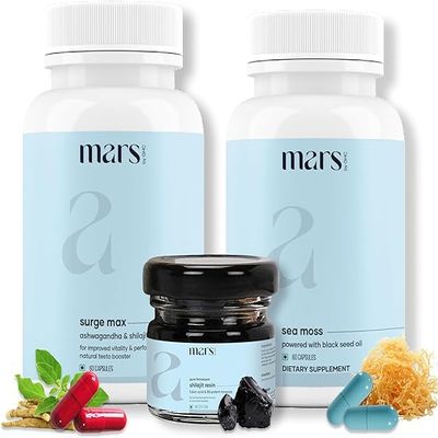 Mars by GHC Performance Plus Combo | Surge Max (60 Capsules), Himalayan Shilajit Resin (15g) & Black Seed with Sea Moss Capsules (60) | Energy & Stamina Support | Pack of 1