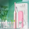 Electric Toothbrush for Adults Kids, USB Rechargeable Soft Toothbrushes with 8 Brush Heads (3 Types), 6 Modes Deep Clean Electric Toothbrush, IPX7 Fully Automatic Travel Toothbrush (Pink) view 1