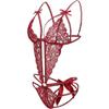 QIUXWJSX Women's Sexy Bodysuit Floral Lace Deep V-Neck Babydoll Open Back Lingerie Transparent Sleepwear Underwear lace/F/XXL view 2