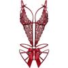QIUXWJSX Women's Sexy Bodysuit Floral Lace Deep V-Neck Babydoll Open Back Lingerie Transparent Sleepwear Underwear lace/F/XXL view 3