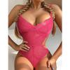 QIUXWJSX Women's Bodysuit Sexy Lace Teddy Lingerie V-Neck Backless Underwear Sleepwear Babydoll Lingerie Transparent Open Crotch for Birthday lace/A/L view 2