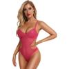 QIUXWJSX Women's Bodysuit Sexy Lace Teddy Lingerie V-Neck Backless Underwear Sleepwear Babydoll Lingerie Transparent Open Crotch for Birthday lace/A/L view 3