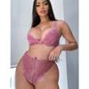 QIUXWJSX Women's Lingerie Set Floral Lace Bra and Panty Halter Backless Lace Babydoll Underwear 2 Piece Strappy Babydoll transparent/A/XXL view 4