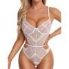 QIUXWJSX Women's Bodysuit Sexy Lace Teddy Lingerie V-Neck Backless Underwear Sleepwear Babydoll Lingerie Transparent Open Crotch for Birthday lace/B/XXL view 3