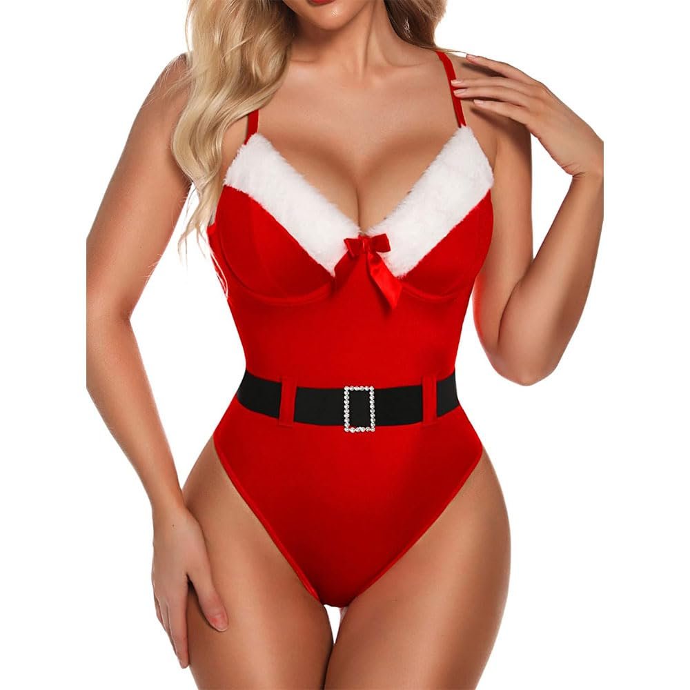 QIUXWJSX Christmas Lingerie Lace Bodysuit For Women Teddy Sexy Lingerie Underwear Sleepwear lace/A/XXL