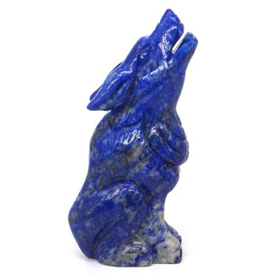 KUNTENG TRUSTTWO 3.7" Wolf Statue Natural Gemstone Lapis Lazuli Crystal Carved Reiki Healing Stone Animal Figurine Craft Home Room Decoration #1 The New
