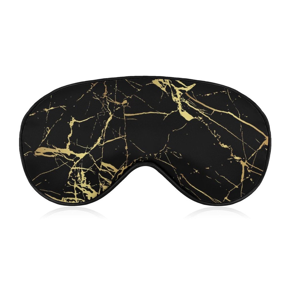 Adjustable Strap Sleep Eye Mask,Sleep Eye Elastic Mask,Unisex Comfortable Sleeping Eye Mask Cover for Airplane Travel Yoga Nap Compatible with Black and Gold Marble Texture