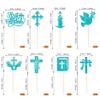 Rsstarxi 24 Pack First Holy Communion Cupcake Toppers Dove God Bless Cross Cupcake Picks First Communion Cake Decorations for Baby Shower Baptism Theme Party Decorations Blue view 2