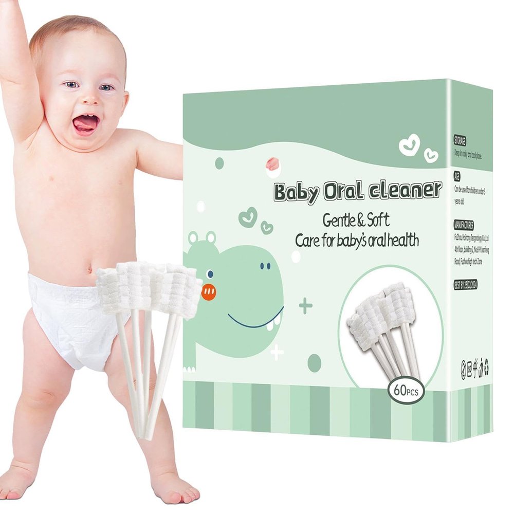 60/120 Infantt Oral Cleaner - Flexible Baby Oral Cleaner, Disposablee Soft Baby Toothbrush | Baby Mouth Cleaner, Soft Gauze Toothbrush Oral Cleaning Stick for Infantts and Babies