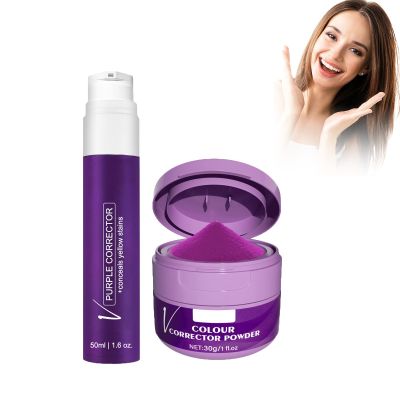2pcs Toothpaste, v34 50ml Purple Toothpaste and v34 30g Toothpowder, Whiten Teeth, Clean Odour & Tartar, Fresh Breath
