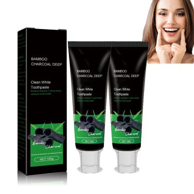 2pcs Bamboo Charcoal Deep Toothpaste, Bamboo Charcoal Toothpaste, Bamboo Charcoal deep Toothpaste, Cleaning Stains and Odour, whiten Teeth, 2pcs*100g
