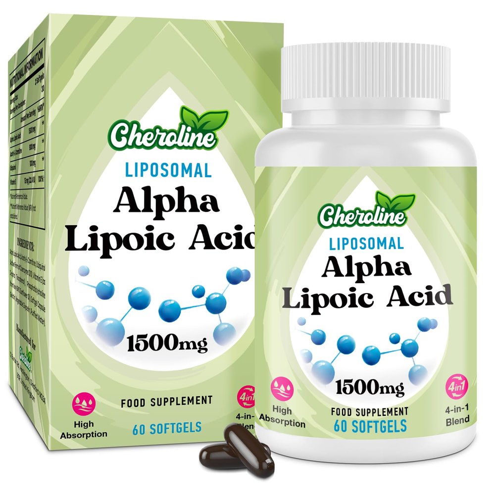 Alpha Lipoic Acid 1500mg, Liposomal High Absorption ALA Supplement, 4-in-1 Formula with Acetyl-L-Carnitine, Ubiquinol & Vitamin E, Powerful Energy Support, 60 Softgels