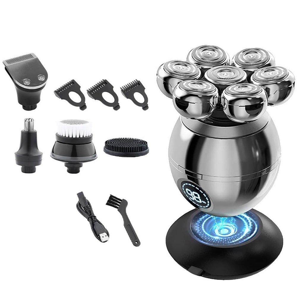 Electric Razor for Men, 5 in 1 Wet Dry Electric Shaver Beard Hair Trimmer Rechargeable Bald Head Shaving Machine LCD Display Men Grooming Kit Electric Razor