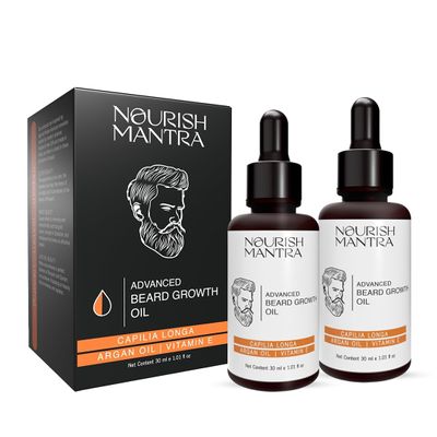 FreshCart Basics JEVR Advanced Beard Growth Oil/Made with Capilia Longa, Argan Oil, Vitamin E, and Jojoba Oil/For Fuller, Thicker, and Healthier Beard Growth - 30ml (Pack of 2)