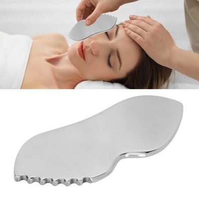 Gua Sha Facial Tools, Stainless Steel Gua Sha Tools with Comb Edges and Surfaces, Metal Gua Sha for Jawline Sculpting and Puffiness Reducing, Gua Sha Scraper for Face, Eyes, Neck and Body (1Pc)