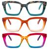 MMOWW 3-Pack Oversized Reading Glasses for Women - Anti Blue Light Glasses with Square Frame (Hawksbill blue+Orange+Rainbow, +1.75) view 1
