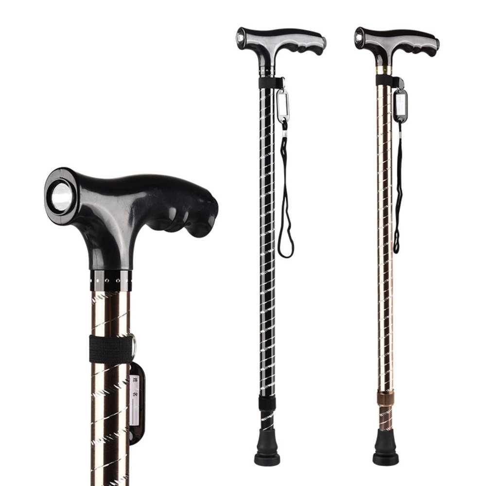2 Pcs Walking Cane For Women Folding Cane For Men With Led Lights,Lightweight And Adjustable Walking Stick For Seniors,Elderly,Disabled