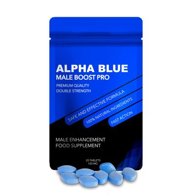 Alpha Blue | 40 Tablets | 100% Herbal Food Supplement Male Performance Enhancement | Extremely High Strength | Based on Ginseng and Macca Root | Immediate Effect | New Extra Strong Complex