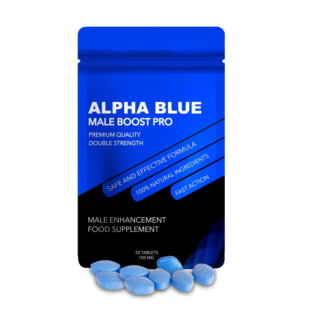 Alpha Blue | 40 Tablets | 100% Herbal Food Supplement Male Performance Enhancement | Extremely High Strength | Based on Ginseng and Macca Root | Immediate Effect | New Extra Strong Complex